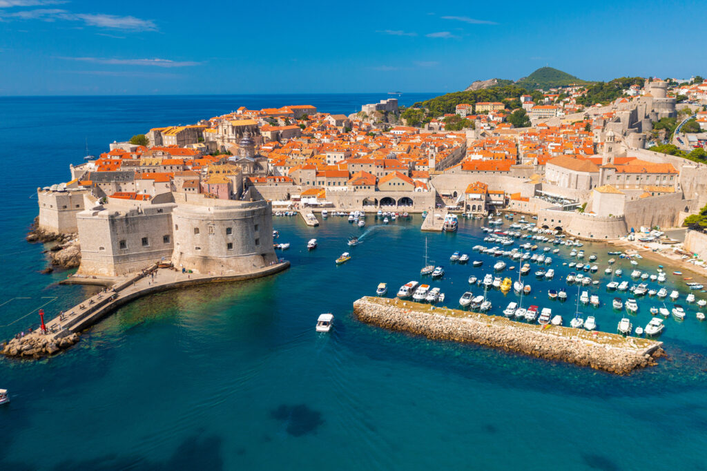 A beautiful aerial view photo of Dubrovnik in Croatia.