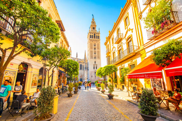 A beautiful view on the church in Seville
